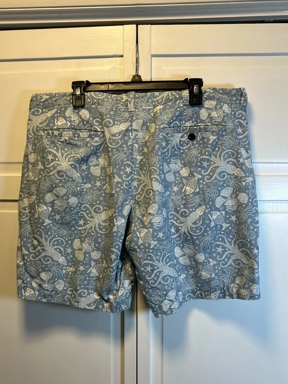 J. Crew Men’s Sea Creature Print Cotton Shorts Size 38 Color Blue/White